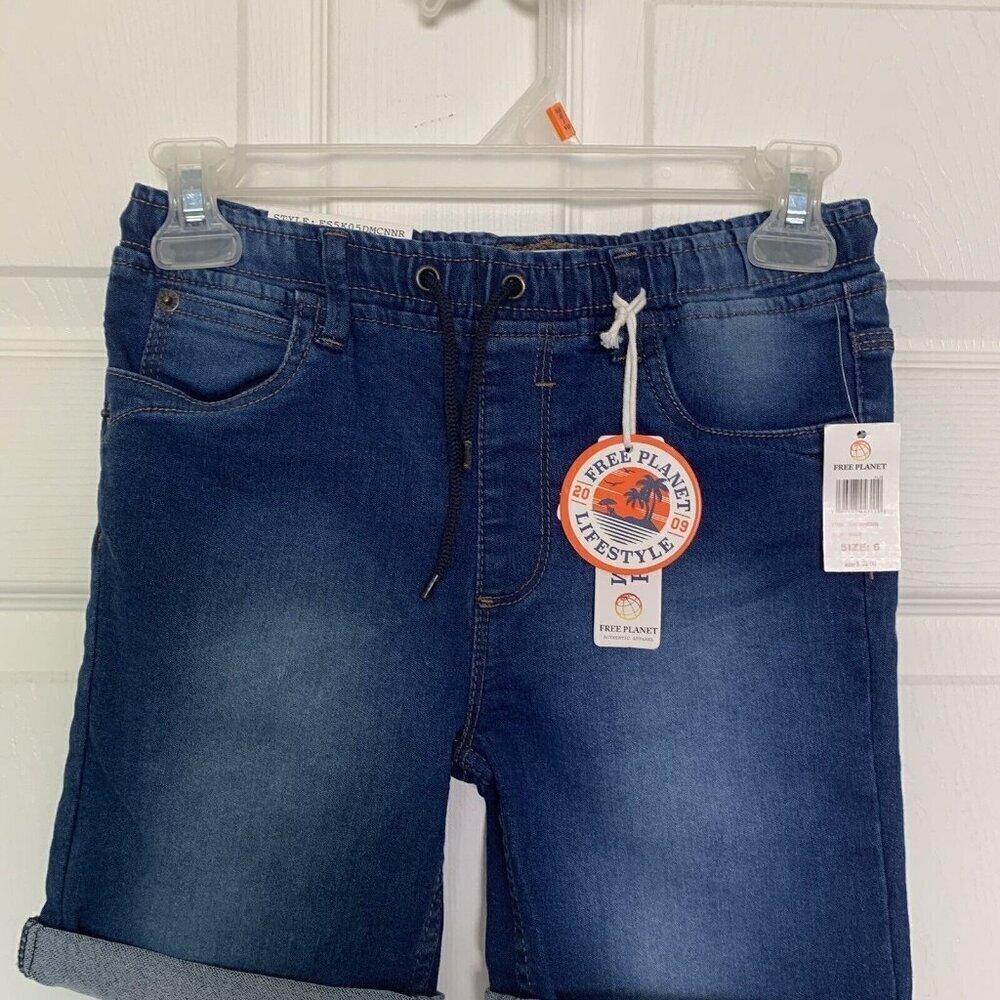Free Planet Stretch Knit Denim Shorts-Slim Fit-Comfort Fit-Girl's Size 6 NEW